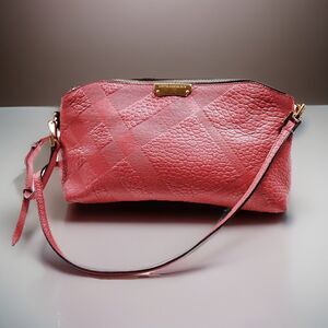 BURBERRY Crossbody Bag Pink Embossed Leather Good Used Condition